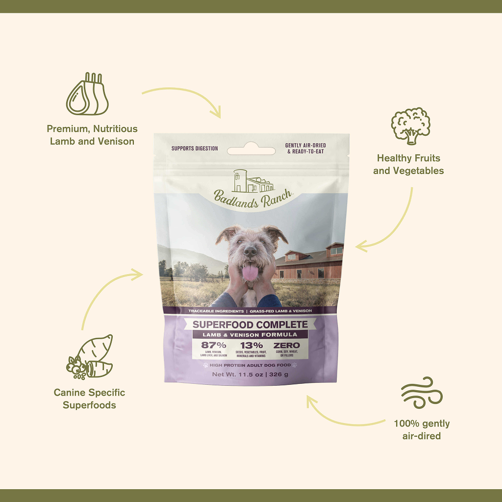 Badlands Ranch Air- Dried Grain- Free Superfood Complete Lamb & Venison, 11.5-oz image number null