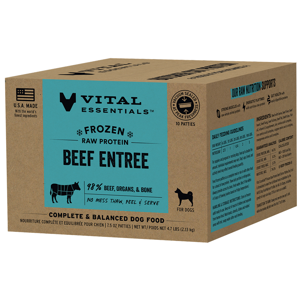 Vital Essentials Frozen Raw Beef Entree Dog Food Patties, 4.7-lbs image number null