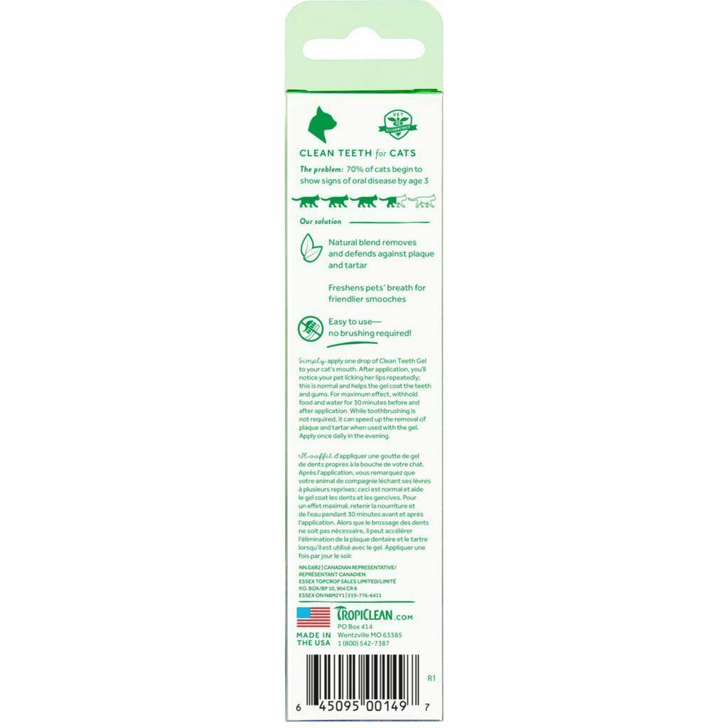 Fresh Breath By Tropiclean No Brushing Clean Teeth Dental & Oral Care Gel For Cats, 2-oz - Made In USA image number null