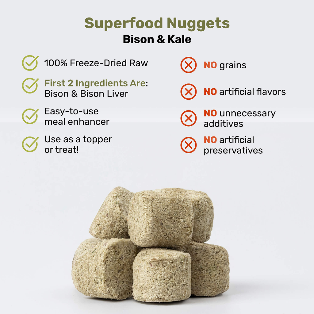 Badlands Ranch Air- Dried Grain- Free Superfood Nuggets Bison and Kale, 8-oz image number null