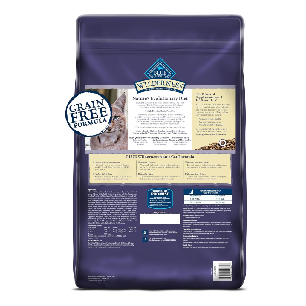Blue Buffalo Wilderness Nature s Evolutionary Diet High Protein Grain Free Chicken Adult Dry Cat Food 12 lb