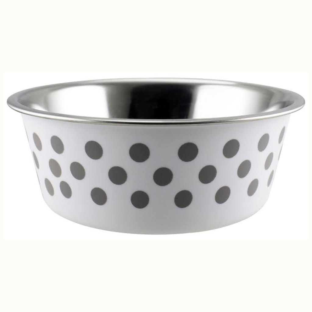 Indipets White Polka Dot Small Buster Bowl, 14-oz image number null