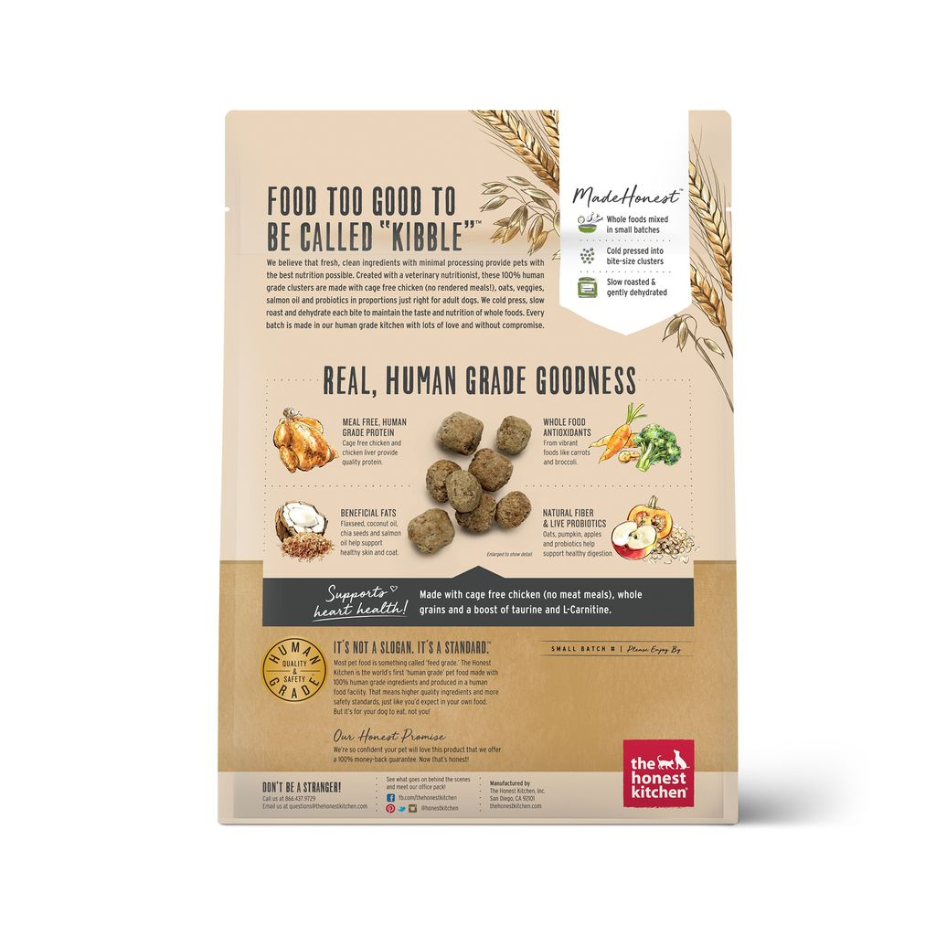 The Honest Kitchen Whole Grain Chicken & Oat Whole Food Clusters Dry Dog Food, 1-lb image number null