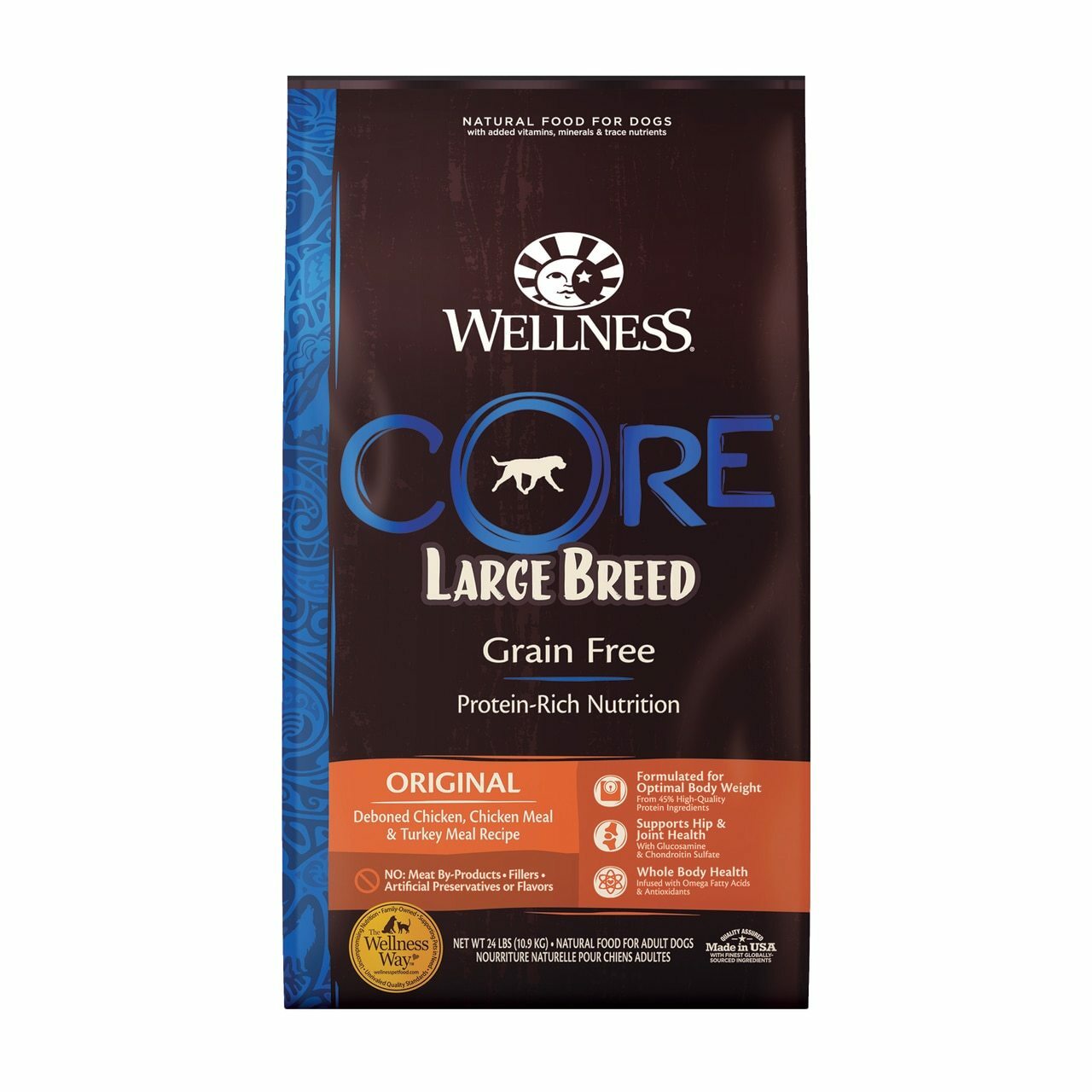 Wellness Core Natural Grain Free Dry Dog Food, Large Breed, 24-lb Bag image number null