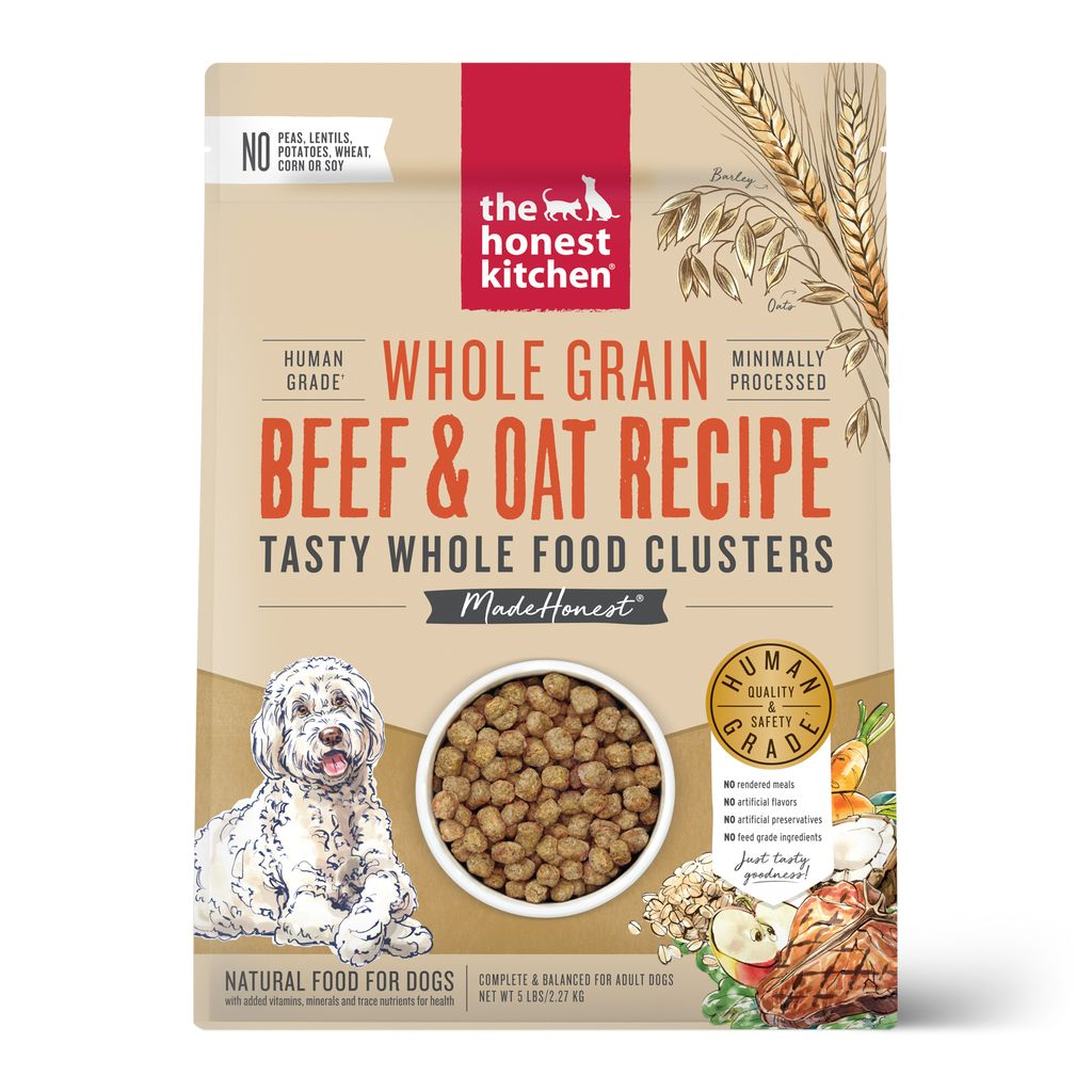 The Honest Kitchen Whole Grain Beef & Oat Whole Food Clusters Dry Dog Food, 5-lb image number null