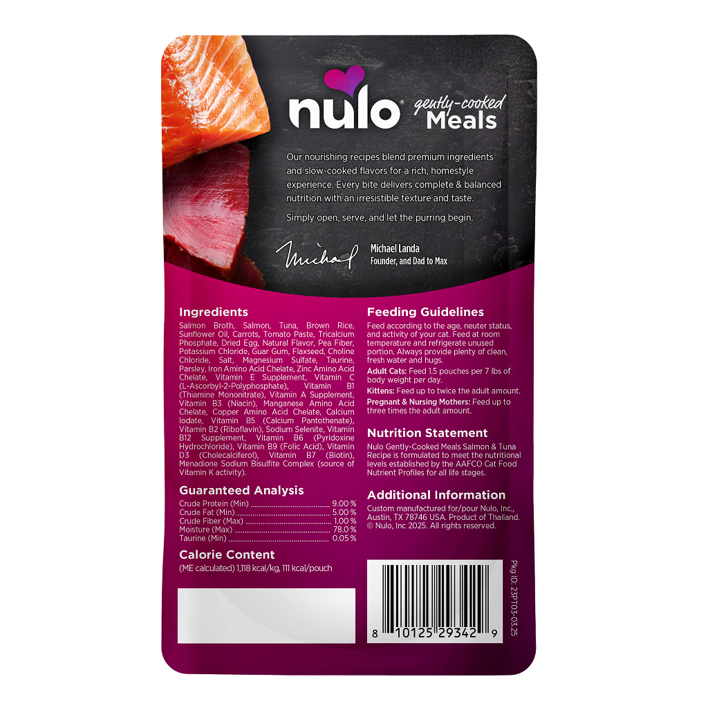 Nulo Cat Gently-Cooked Meals Salmon & Tuna Pouch, 3.5-oz image number null
