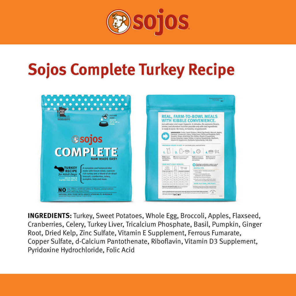 Sojos Complete Adult Dog Food - Turkey, 1.75-lb image number null