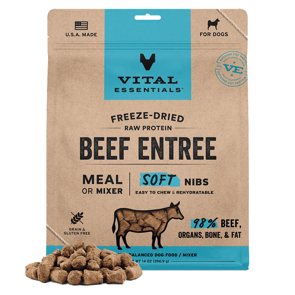 Vital Essentials Freeze-Dried Raw Beef Entree & Mixer Dog Food Soft Nibs, 14-oz image number null