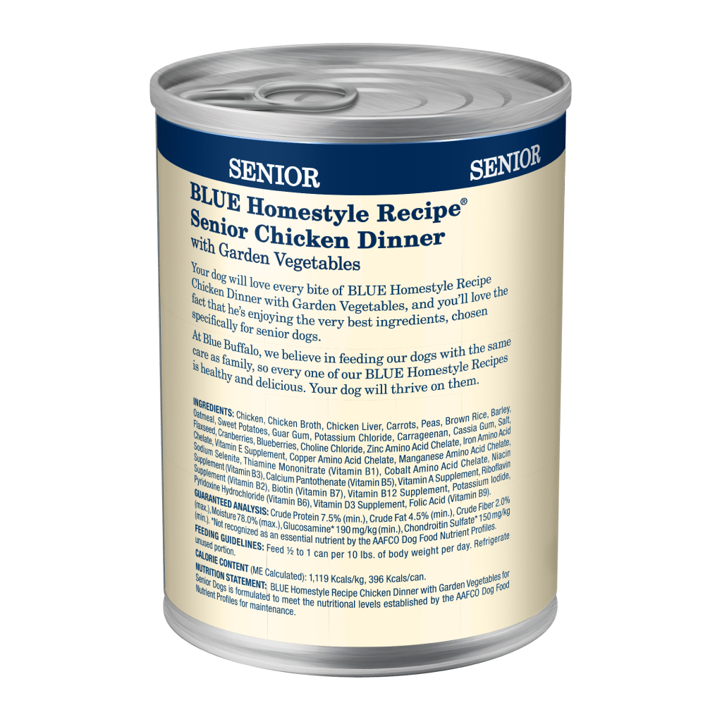Blue Buffalo Homestyle Recipe Chicken Dinner with Garden Vegetables Senior Wet Canned Dog Food, 12.5-oz image number null