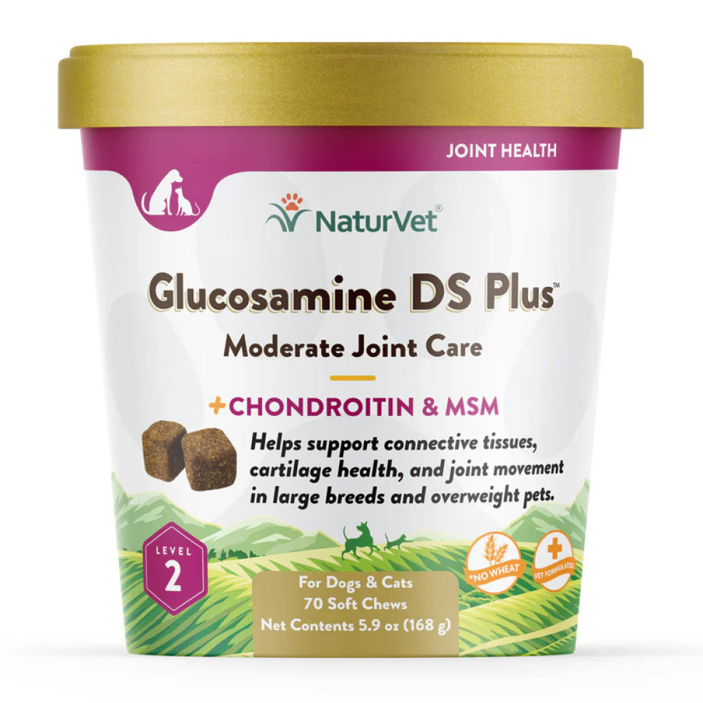 Naturvet Glucosamine Ds Plus Level 2 Moderate, Joint Care Support Supplement For Dogs And Cats, Soft Chews, Made In The USA, 70 Count image number null