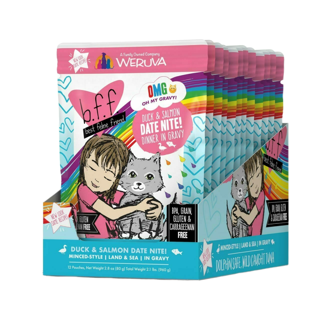 B.F.F. Omg - Best Feline Friend Oh My Gravy!, Date Nite! With Duck & Salmon In Gravy Cat Food By Weruva, 2.8-oz Pouch image number null