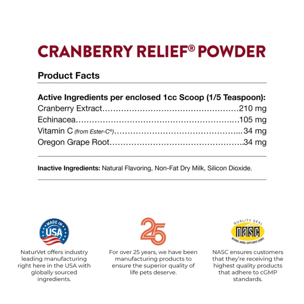 Naturvet Cranberry Relief Powder Plus Echinacea For Dogs And Cats, 50-g image number null