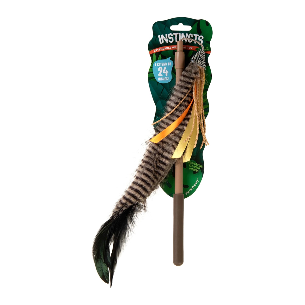 Instincts by SmartyKat Fly 'N Frenzy Extendable Wand Cat Toy, 1-count image number null