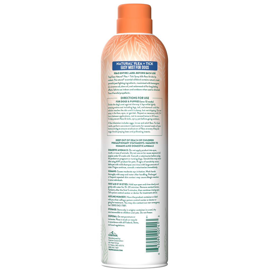 TropiClean Natural* Flea + Tick Dog + Home Easy Mist Spray, 14oz image number null