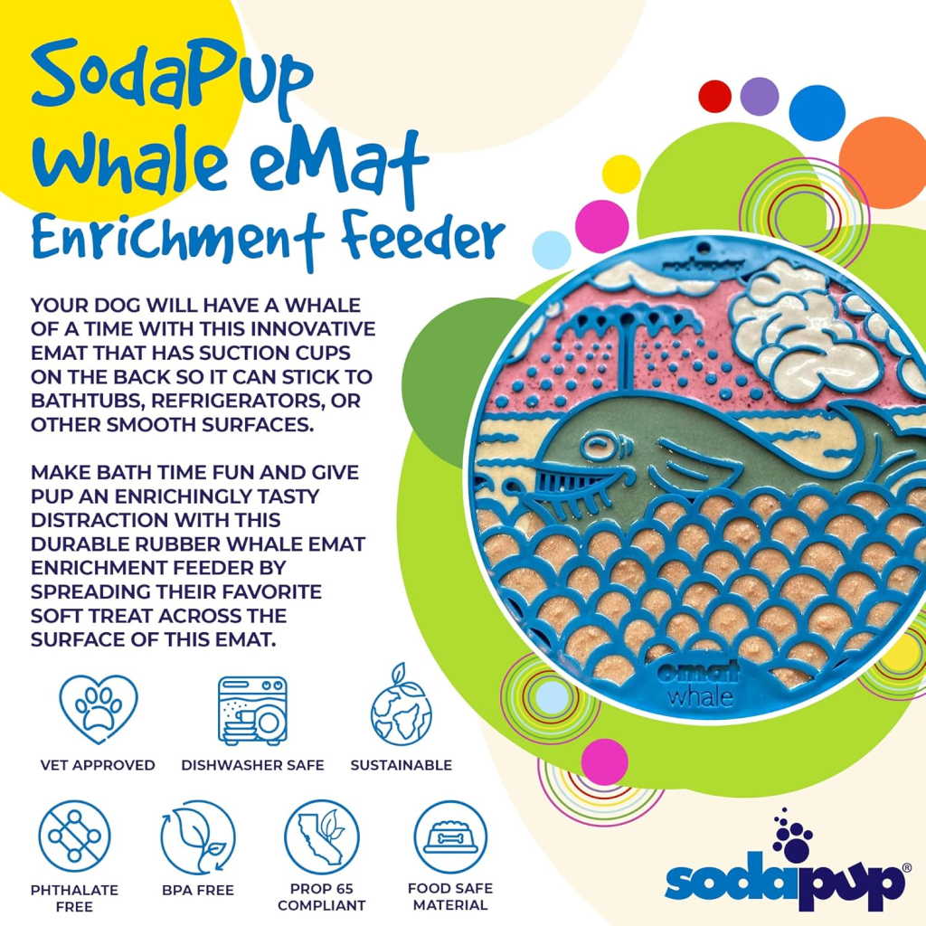 Sodapup Large Whale Design Enrichment Lick Mat With Suction Cups, Blue image number null