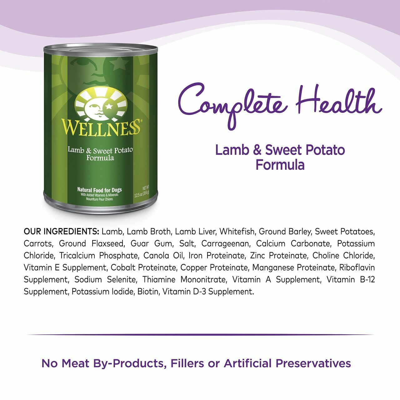 Wellness Complete Health Natural Wet Canned Dog Food, Lamb & Sweet Potato, 12.5-oz Can image number null