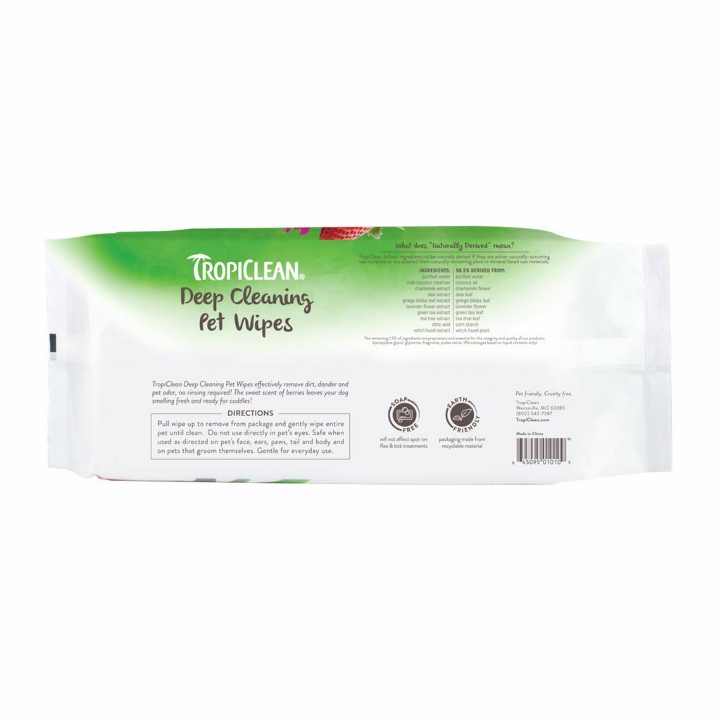 Tropiclean Deep Cleaning Wipes For Pets, 100 Count image number null