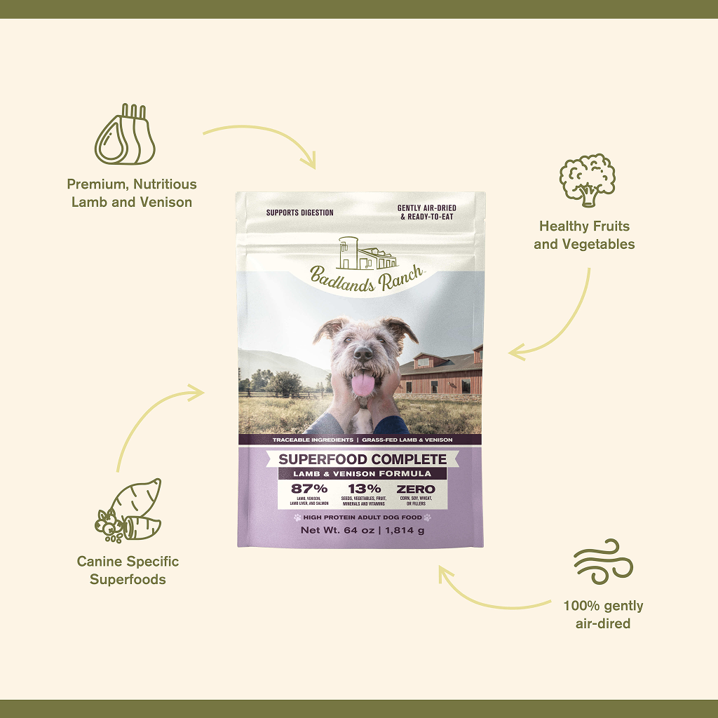 Badlands Ranch Air- Dried Grain- Free Superfood Complete Lamb & Venison, 64-oz image number null
