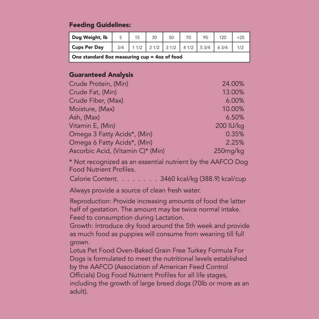 Lotus Grain-Free Turkey Dry Dog Food, 4-lb image number null