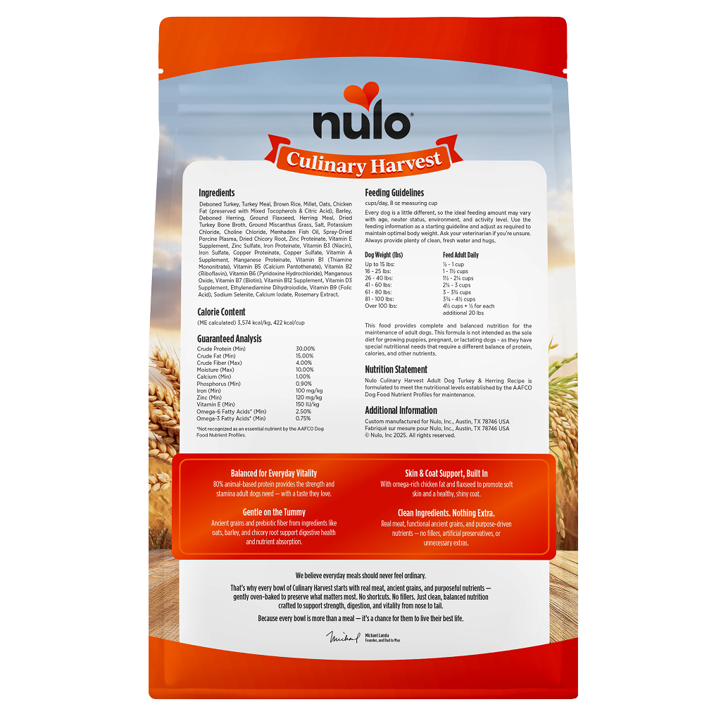 Nulo Dog Culinary Harvest Turkey & Herring Dry food, 4-lb image number null