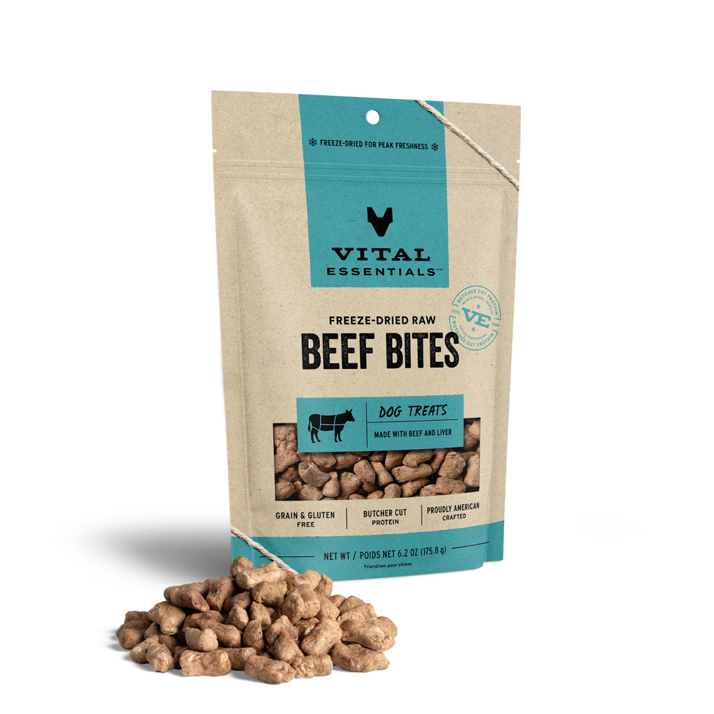 Vital Essentials Freeze-Dried Beef Bites Dog Treat, 6.2-oz image number null