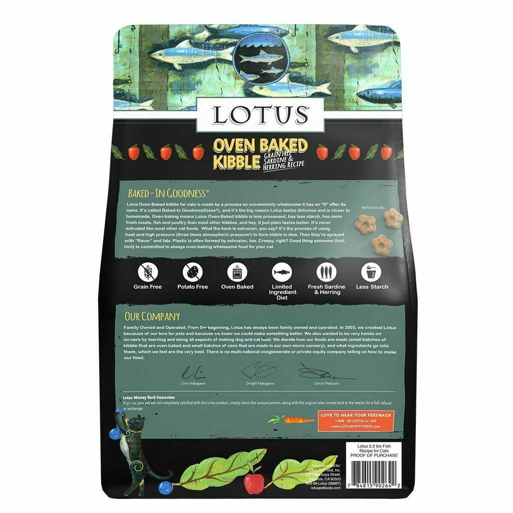 Lotus Grain-Free Sardine And Herring ALS (All Life Stages) Dry Cat Food, 5-lb image number null