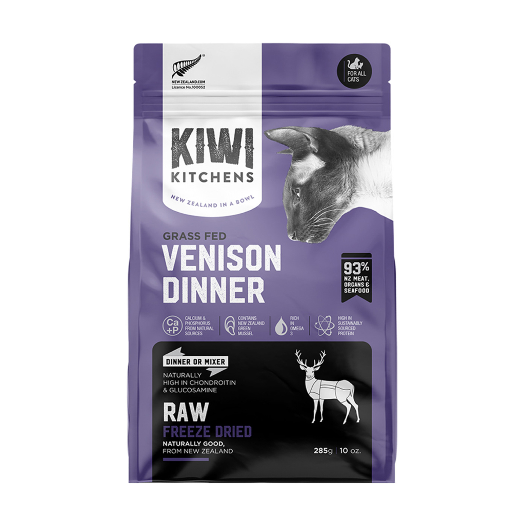 Kiwi Kitchens Raw Freeze Dried Venison Dinner Cat Food, 10-oz image number null