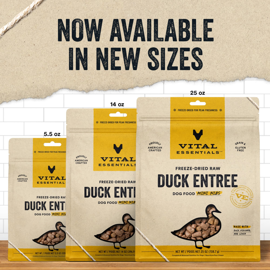 Vital Essentials Freeze-Dried Duck Mini-Nibs Dog Entree, 5.5-oz image number null