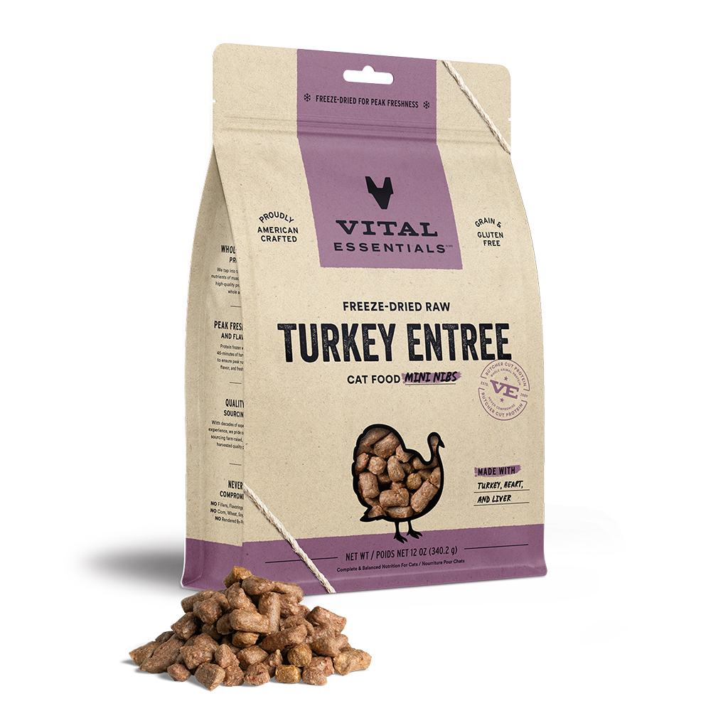 Vital Essentials Freeze-Dried Turkey Mini-Nibs Cat Entree, 12-oz image number null