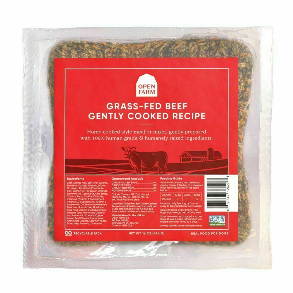 Open Farm Frozen Grass-Fed Beef Gently Cooked Recipe Human Grade Dog Food, 16-oz image number null