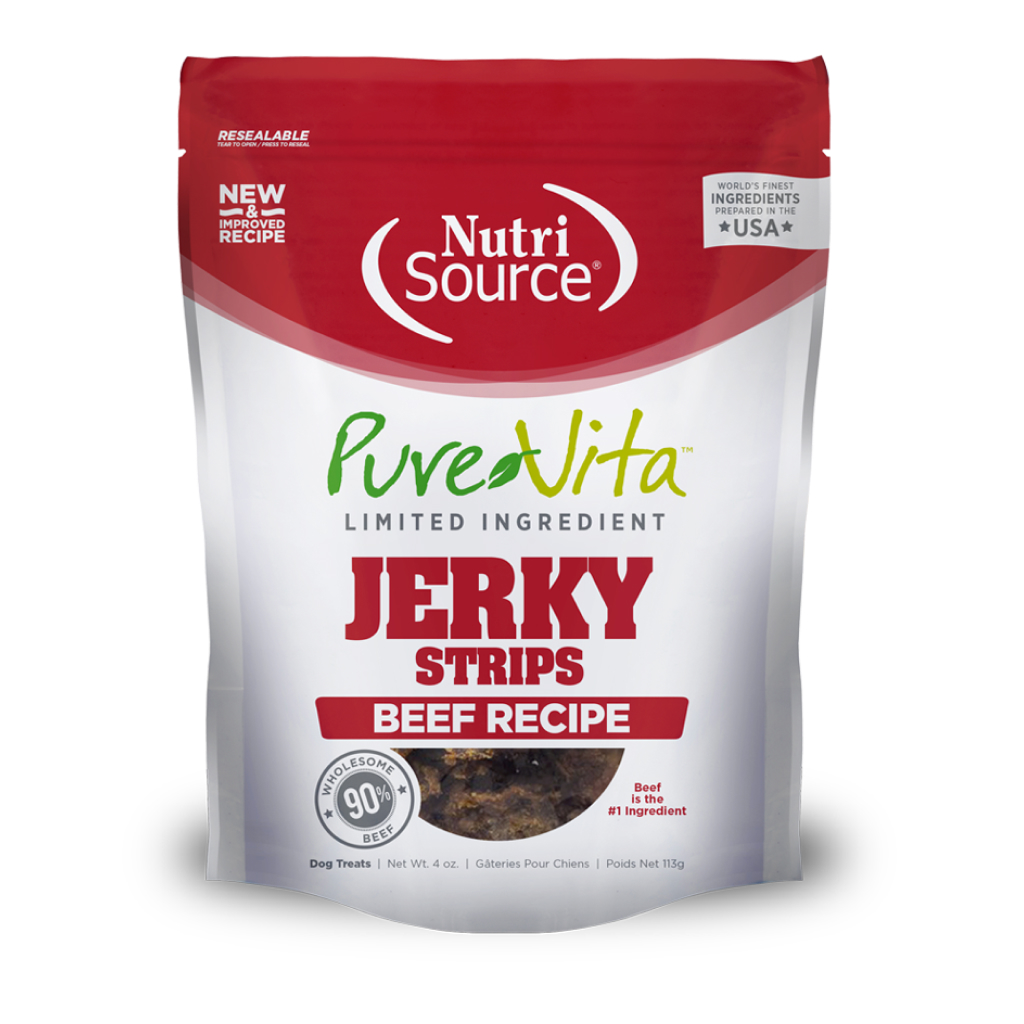 PureVita Limited Ingredient Beef Recipe Jerky Strips Treats 4 oz