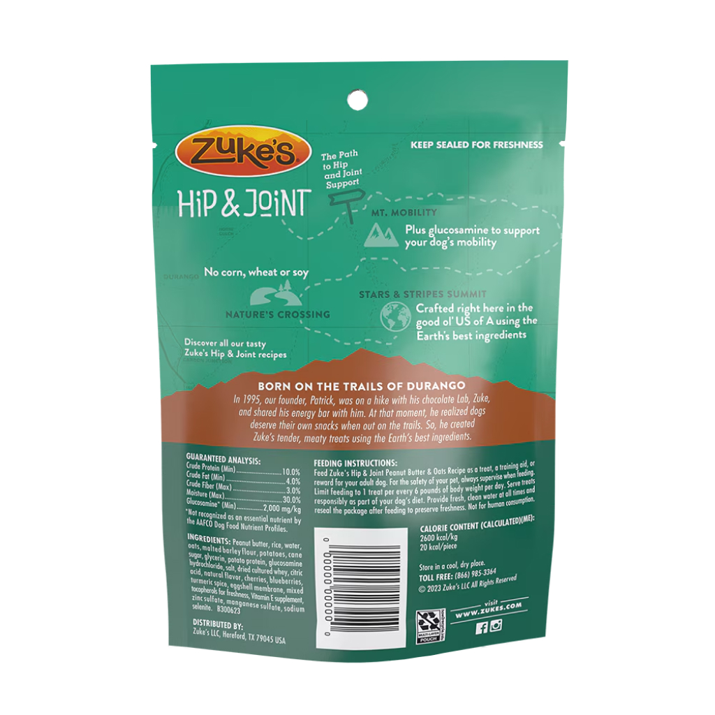 Zuke’s Hip & Joint Peanut Butter & Oats Recipe Dog Treats, 16-oz image number null