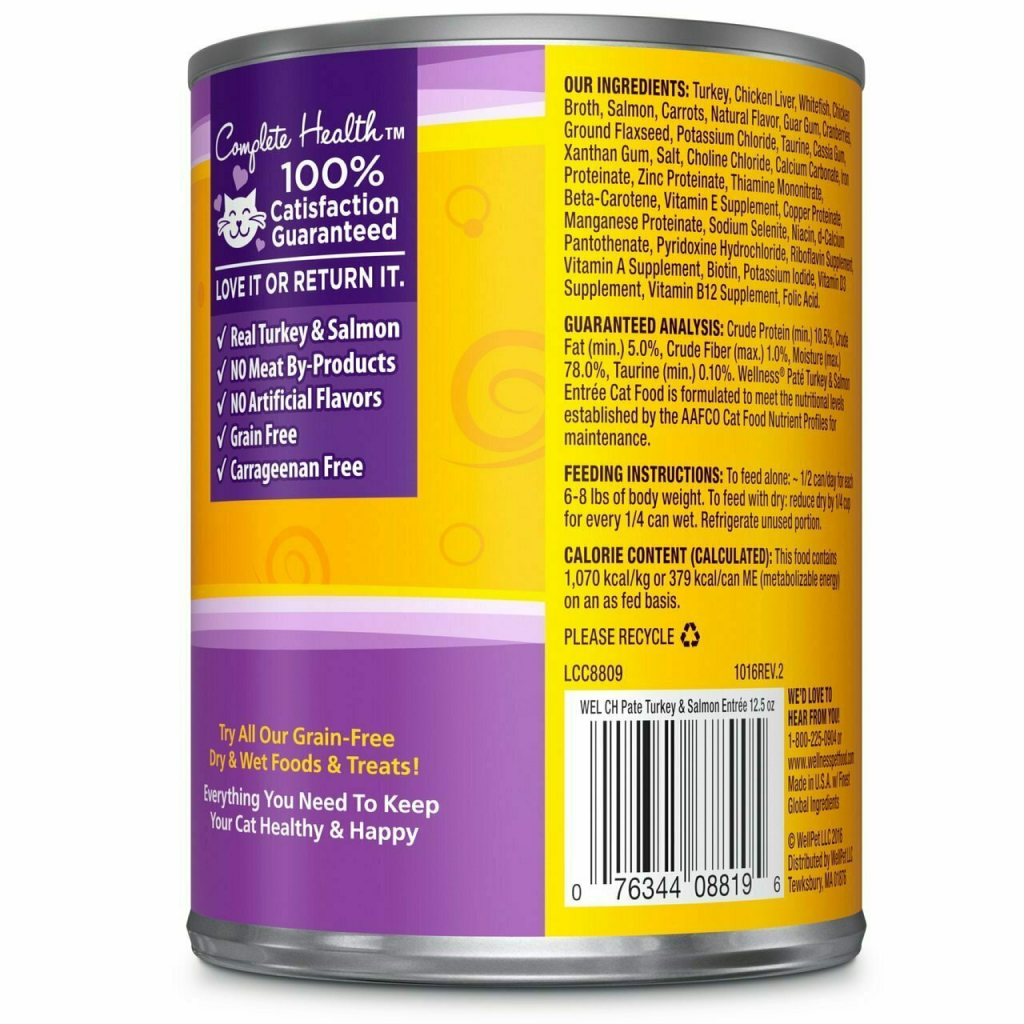 Wellness Complete Health Natural Grain Free Wet Canned Cat Food, Turkey & Salmon image number null