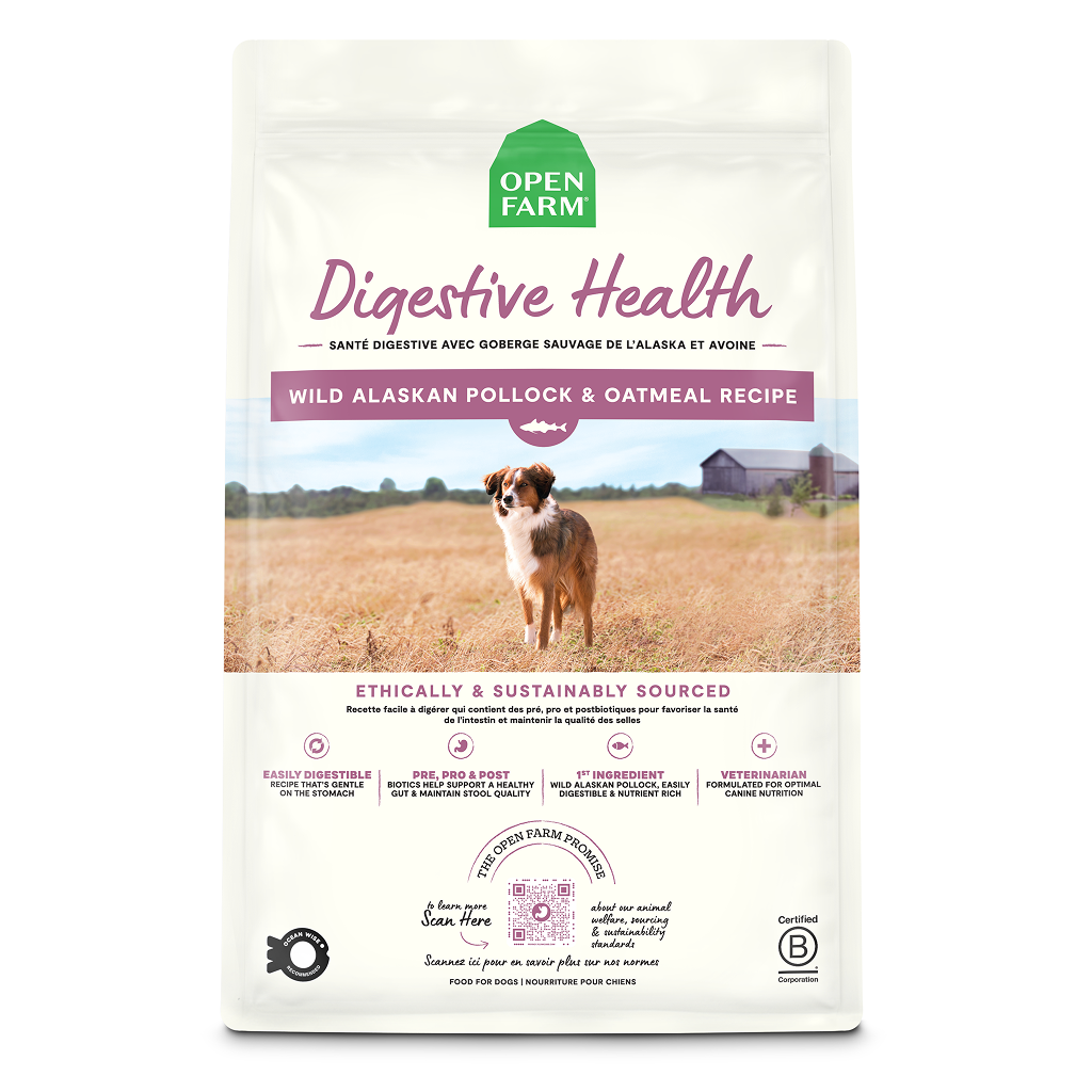 Open Farm Wild Alaskan Pollock & Oatmeal Dry Dog food Recipe, for Digestive Health, 22-lb image number null